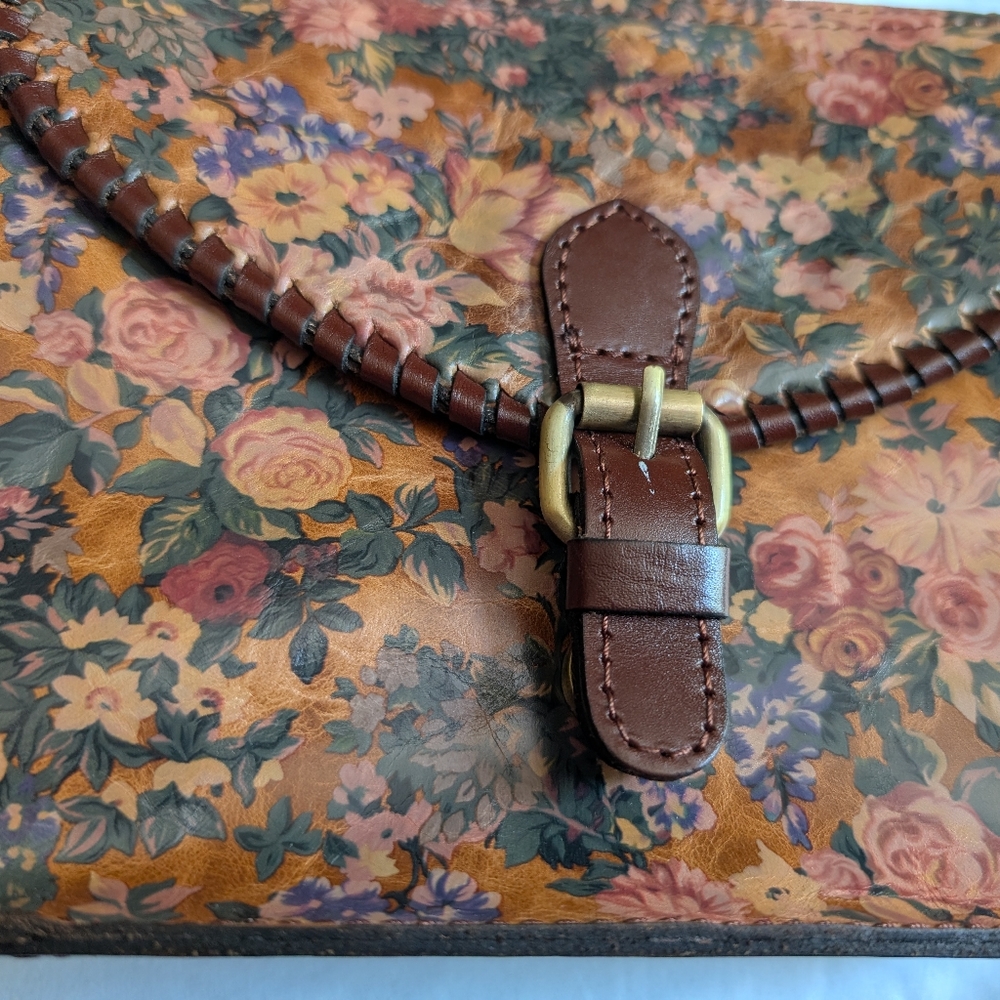 Patricia Nash Floral Leather Crossbody with Buckle